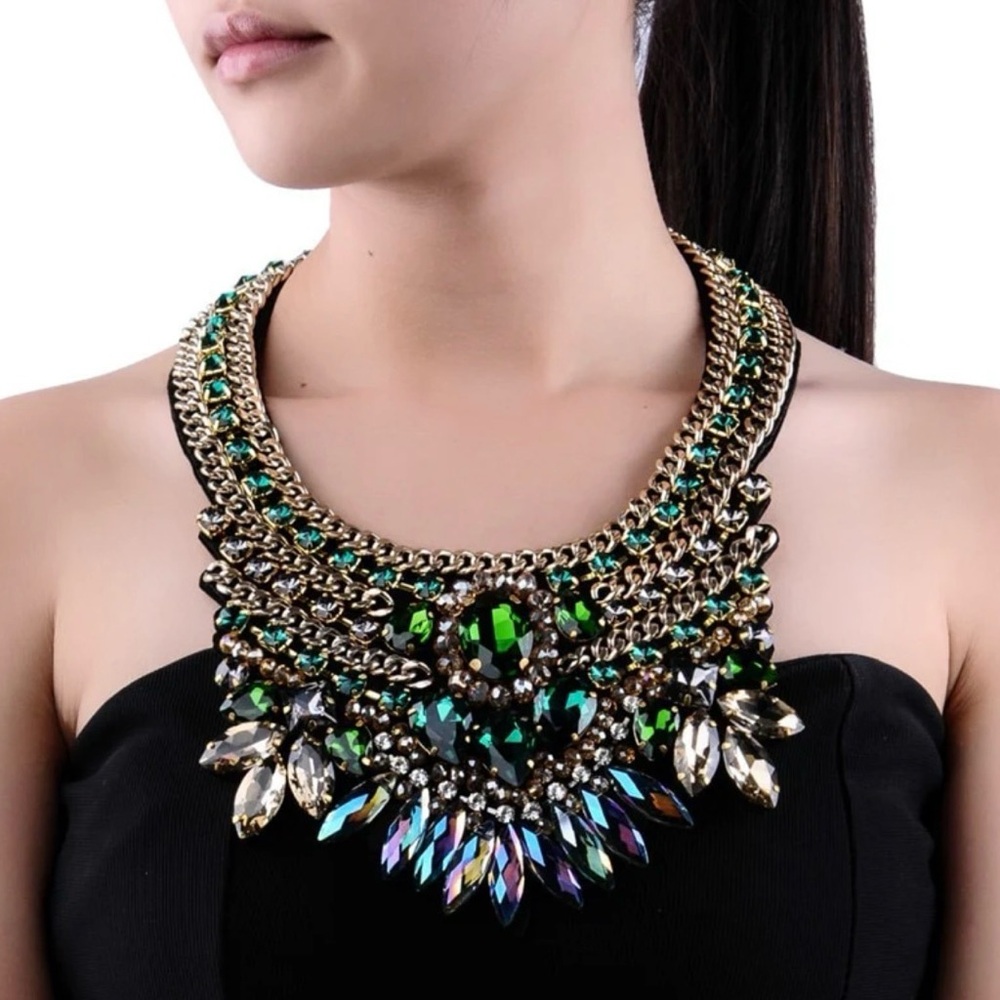 Elegant Multicolor Statement Necklace and Earrings
